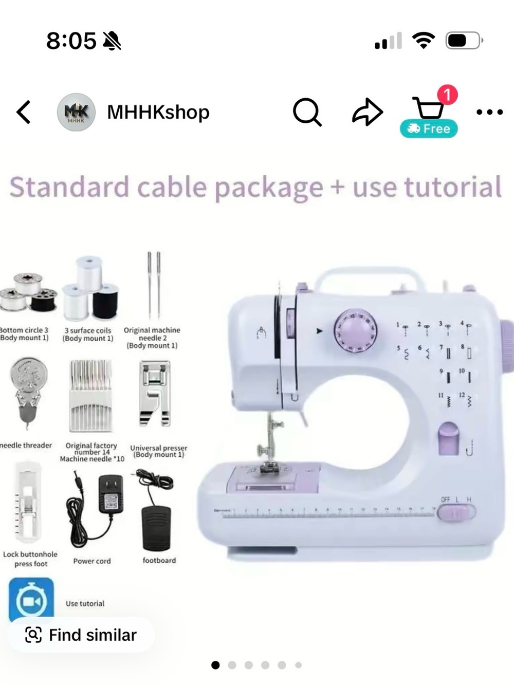 Compact Portable Sewing Machine - White and Light Purple